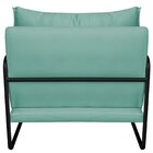 Poltrona Decorativa Base De Ferro Linho Santiago Azul Turques