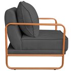 Poltrona Decorativa Base De Ferro Linho Santiago Cinza Escuro