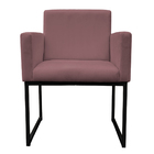 Poltrona Decorativa Base De Ferro Preta Veludo Rosê - Montana