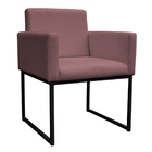Poltrona Decorativa Base De Ferro Preta Veludo Rosê - Montana