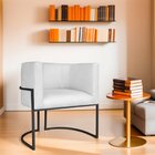 Poltrona Decorativa Base De Ferro Sintético Munique Branco/pr