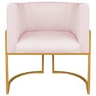 Poltrona Decorativa Base De Ferro Sintético Munique Rosa Bebe