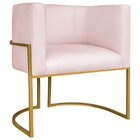 Poltrona Decorativa Base De Ferro Sintético Munique Rosa Bebe