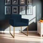 Poltrona Decorativa Base De Ferro Suede Aninha Azul Marinho/d