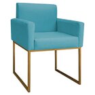 Poltrona Decorativa Base De Ferro Suede Aninha Azul Turquesa/