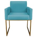 Poltrona Decorativa Base De Ferro Suede Aninha Azul Turquesa/