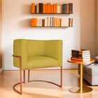 Poltrona Decorativa Base De Ferro Suede Munique Amarelo/bronze