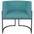 Poltrona Decorativa Base De Ferro Suede Munique Azul Turquesa