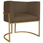 Poltrona Decorativa Base De Ferro Suede Munique Marrom/dourado