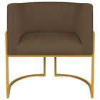 Poltrona Decorativa Base De Ferro Suede Munique Marrom/dourado