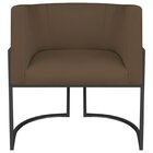 Poltrona Decorativa Base De Ferro Suede Munique Marrom/preto