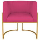 Poltrona Decorativa Base De Ferro Suede Munique Rosa/dourado