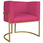 Poltrona Decorativa Base De Ferro Suede Munique Rosa/dourado