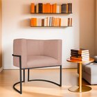 Poltrona Decorativa Base De Ferro Suede Munique Rose/preto