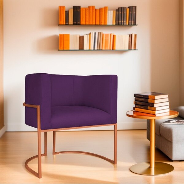 Poltrona Decorativa Base De Ferro Suede Munique Roxo/bronze