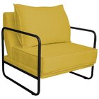 Poltrona Decorativa Base De Ferro Suede Santiago Amarelo/preto