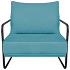 Poltrona Decorativa Base De Ferro Suede Santiago Azul Turques