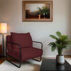 Poltrona Decorativa Base De Ferro Suede Santiago Bordô/preto