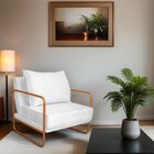 Poltrona Decorativa Base De Ferro Suede Santiago Branco/bronze