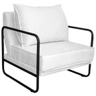 Poltrona Decorativa Base De Ferro Suede Santiago Branco/preto