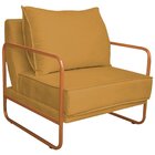 Poltrona Decorativa Base De Ferro Suede Santiago Mostarda/bro