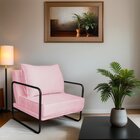 Poltrona Decorativa Base De Ferro Suede Santiago Rosa Bebê/pr