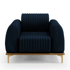 Poltrona Decorativa Base De Madeira Com Pés D'ouro Molino D02