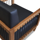 Poltrona Decorativa Base De Madeira Daia Corino Preto - Loja