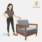 Poltrona Decorativa Base De Madeira Daia Corino Preto - Loja