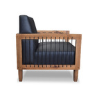 Poltrona Decorativa Base De Madeira Daia Corino Preto - Loja