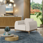 Poltrona Decorativa Base De Madeira E Pés Metalizado D'ouro M