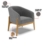 Poltrona Decorativa Base De Madeira Kit 2 Stella Linho Grafit