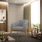 Poltrona Decorativa Base De Madeira Kit 2 Stella Linho Grafit