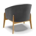 Poltrona Decorativa Base De Madeira Kit 2 Stella Preto/linho