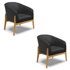 Poltrona Decorativa Base De Madeira Kit 2 Stella Sintético D0