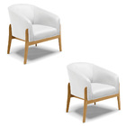 Poltrona Decorativa Base De Madeira Kit 2 Stella Sintético D0