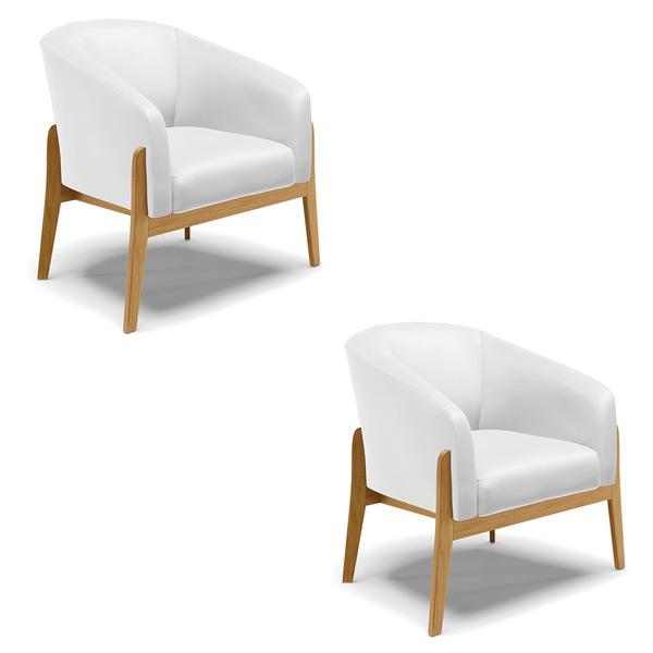 Poltrona Decorativa Base De Madeira Kit 2 Stella Sintético D0