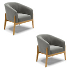 Poltrona Decorativa Base De Madeira Kit 2 Stella Suede D03 -