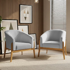 Poltrona Decorativa Base De Madeira Kit 2 Stella Suede D03 -