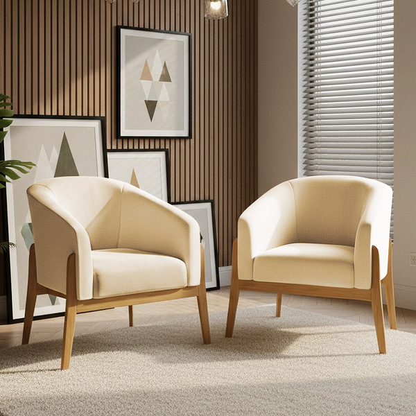 Poltrona Decorativa Base De Madeira Kit 2 Stella Suede D03 -