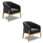 Poltrona Decorativa Base De Madeira Kit 2 Stella Suede D03 -