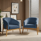 Poltrona Decorativa Base De Madeira Kit 2 Stella Suede D03 -