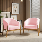 Poltrona Decorativa Base De Madeira Kit 2 Stella Suede D03 -