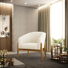 Poltrona Decorativa Base De Madeira Kit 2 Stella Veludo Bege