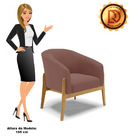 Poltrona Decorativa Base De Madeira Kit 2 Stella Veludo Rosê