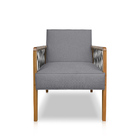 Poltrona Decorativa Base De Madeira Maya Linho Cinza - Loja S