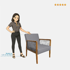 Poltrona Decorativa Base De Madeira Maya Linho Pérola - Loja