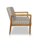 Poltrona Decorativa Base De Madeira Maya Linho Rústico Areia