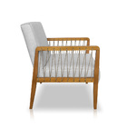 Poltrona Decorativa Base De Madeira Maya Linho Rústico Grigio