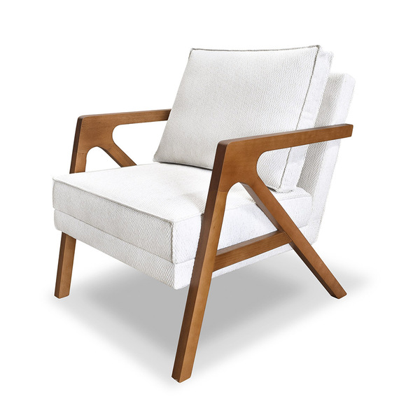 Poltrona Decorativa Base De Madeira Monalisa Luxo Boucle Off